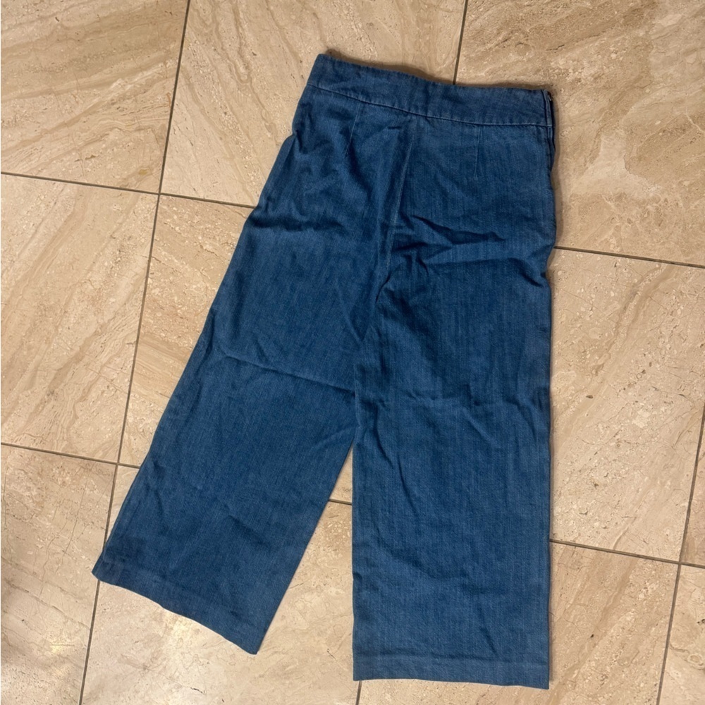 Free People Wide leg Jean crops Blue Denim 24" inseam size 10 - Picture 5 of 5
